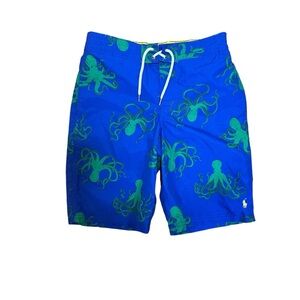 Polo Ralph Lauren Boys Sanibel Octopus Board Shorts, Blue/Green, Size Med, 10-12